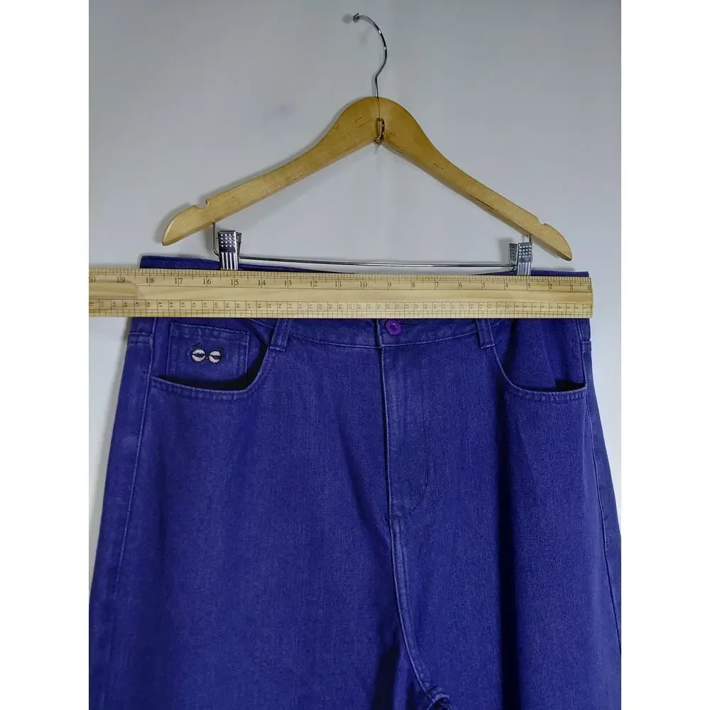M/sf/t Mad Minds Purple Pocket Embroidered Straight Leg Jeans Men Size 36